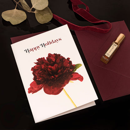 Holiday Peony Floral Notecard + 8ML Petals Perfume Gift Set