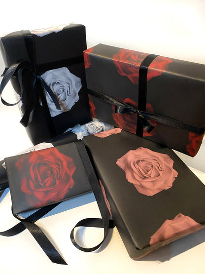 B&W Filmic Rose Noir - Wrapping Paper - Set of 3 Sheets